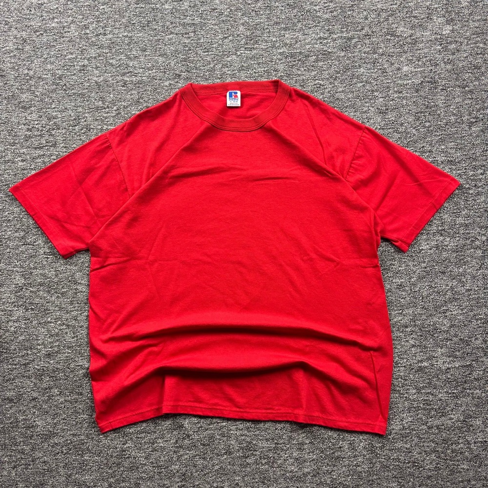 Vintage 90s Russell Athletic Made in USA Blank Red T-Shirt Red Men's Size Xl